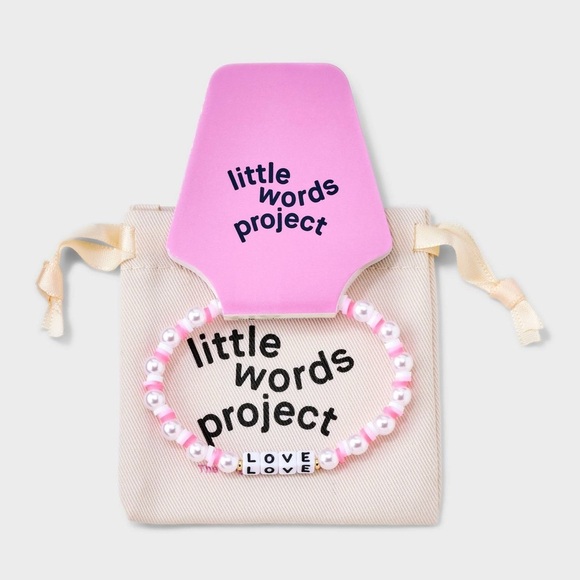 Little Words Project Love Beaded Bracelet - Size M/L - Pink/Pearl - NWT - Picture 1 of 8